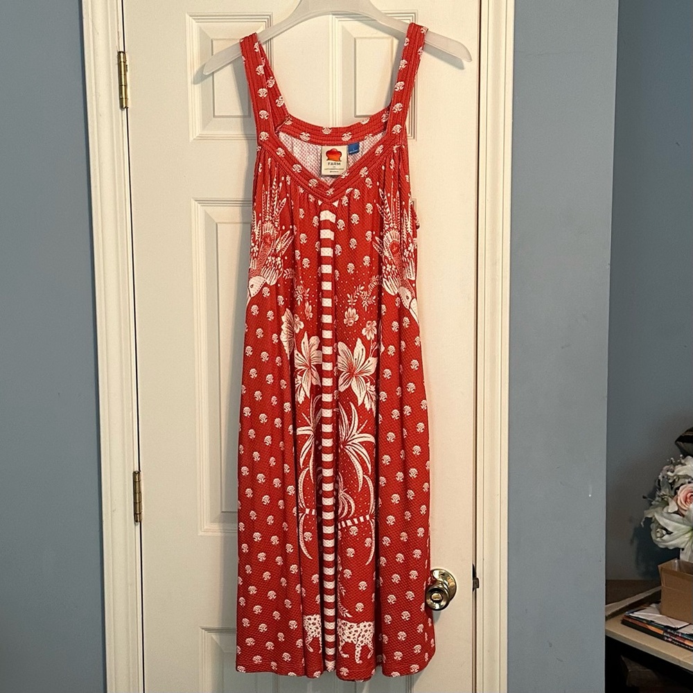 Farm Rio for Anthropologie Palm Tree Printed Dress Size L